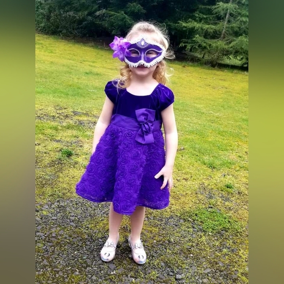 Purple Velvet Satin Rosette Jona Michelle Children's Dress Size 3T‎ - Picture 1 of 4